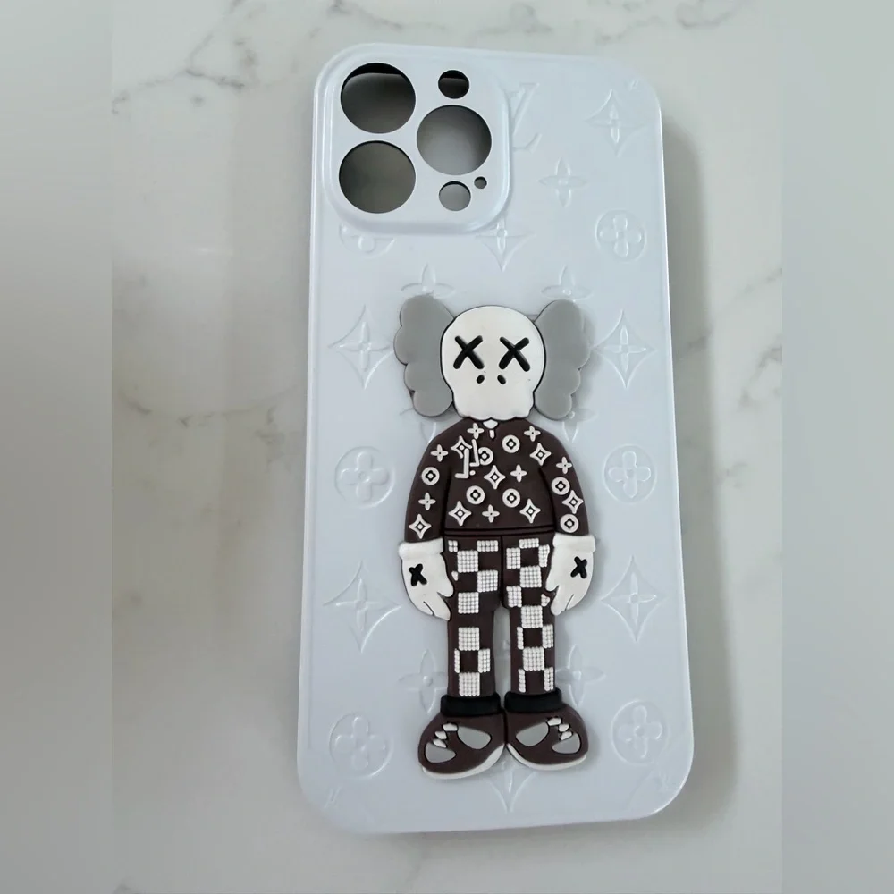 iPhone 13 Pro Max Designer White and Brown Phone Case